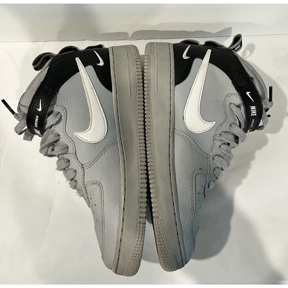 Nike Air Force 1 Mid Utility Wolf Grey Black size 7Y - Picture 5 of 12